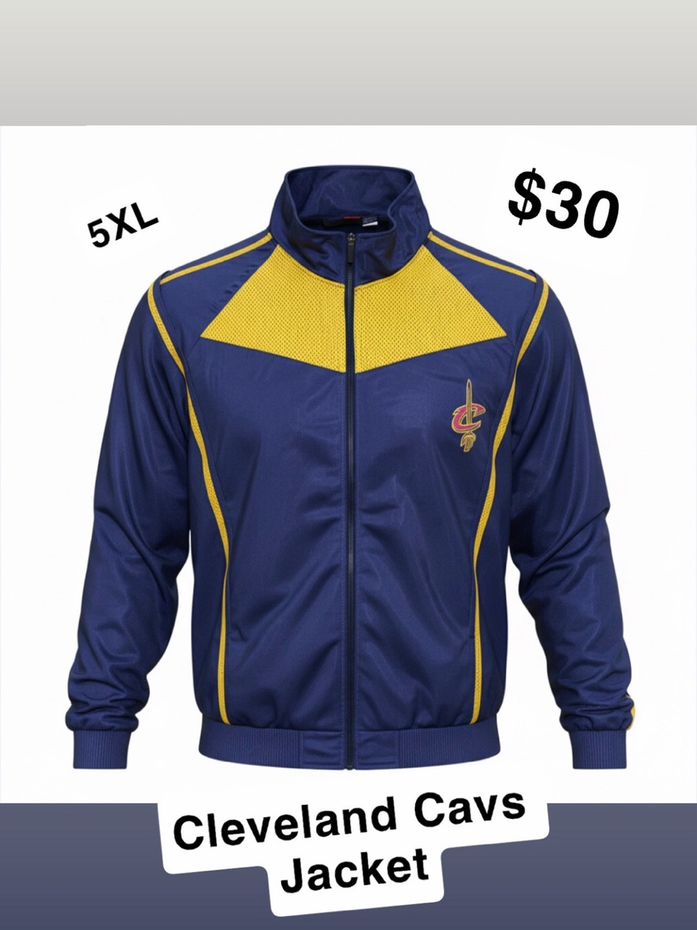 Majestic Navy and Yellow Cleveland Cavs Track Jacket